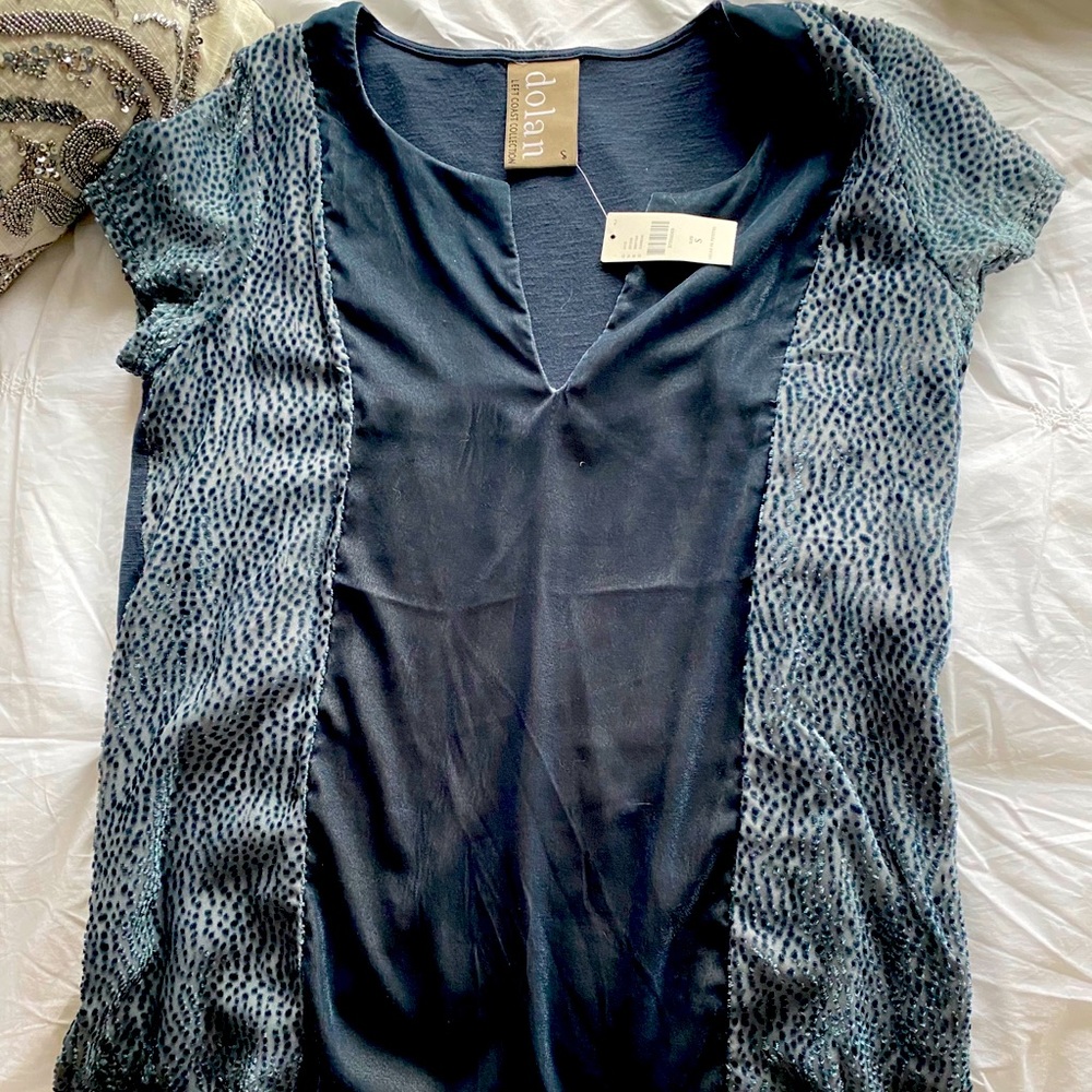 Anthropologie DOLAN Left Coast Velvet Veneer Top - S